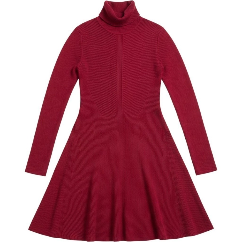 Fashion Nova Ribbed Turtleneck Fit‎ and Flare Mini Dress Women Red Burgundy